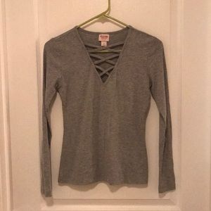 Criss cross long sleeve shirt